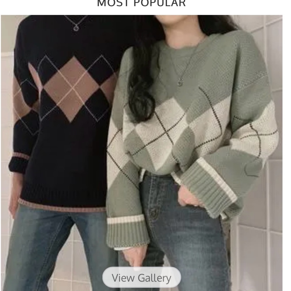 Yesstyle green argyle sweater